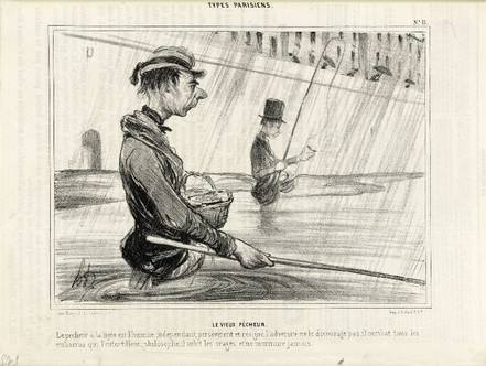 Honoré Daumier, "Le vieux pêcheur", Le Charivari, 10 juillet 1841 © Maison de Balzac / Roger-Viollet